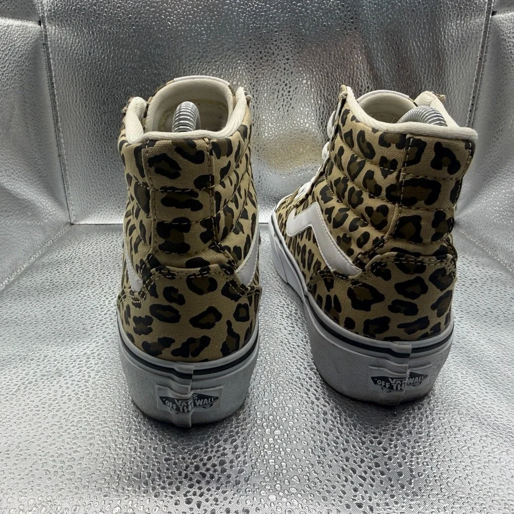 Size 6.5 Vans Filmore High White Womens Leopard Animal‎ Print Platform Sneakers